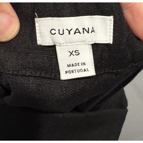 Cuyana Black Linen Blend MIDI Dress Tie Front Back Coastal - Picture 7 of 9